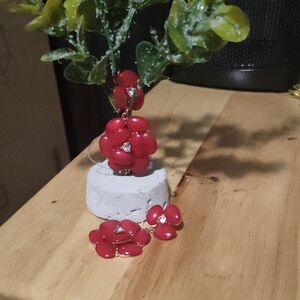 Elegant Red Floral Earrings